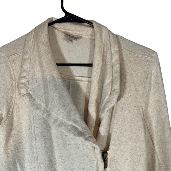 Lucky Brand Beige Oatmeal Long Sleeve Linen Blend Front Zip Jacket Women Sz XS - Picture 3 of 11